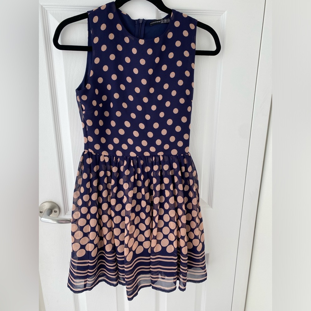 Atmosphere Blue and Blush Pink Polka Dot Dress Size Small